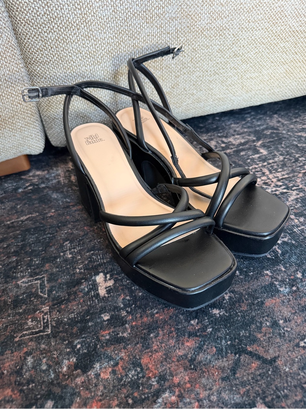 wild fable Black Strappy Platform Sandals